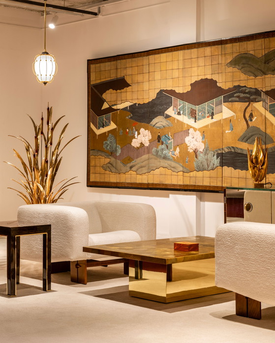 Image 1 of Sérigraphie japonaise Byobu à six panneaux sur papier Période Edo 19e siècle