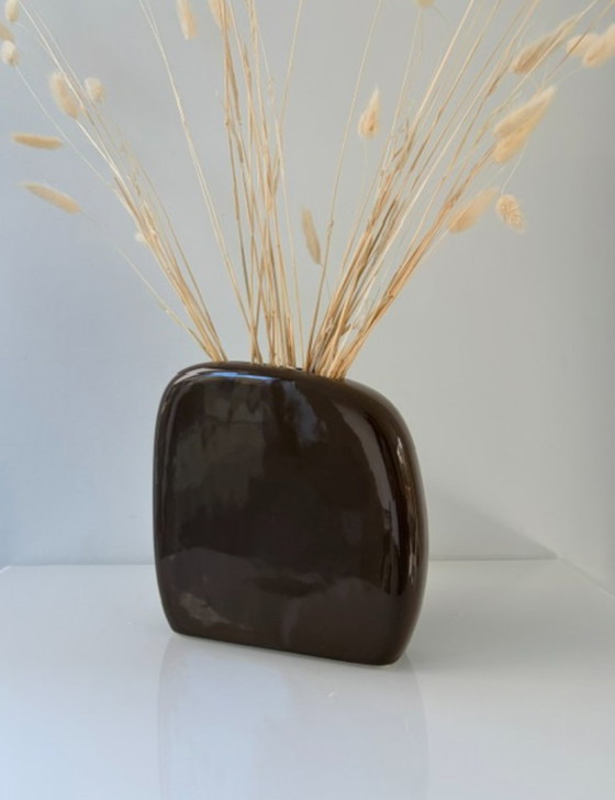 Keramikvase schokoladenbraun, Japandi Soft Design, Vasen, Modern (Foto 4 von 11)