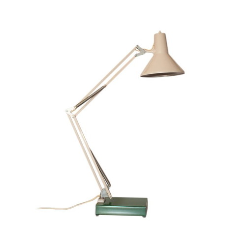 Weiße Architekten-Schreibtischlampe aus Metall von HCF, Dänemark 1970