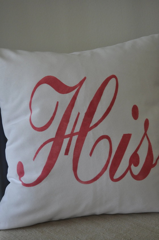 His and Hers Cotton Canvas Pillowcase, Wedding Gift, Home Decor / Set of 2 – Polyester (photo 7 of 7)