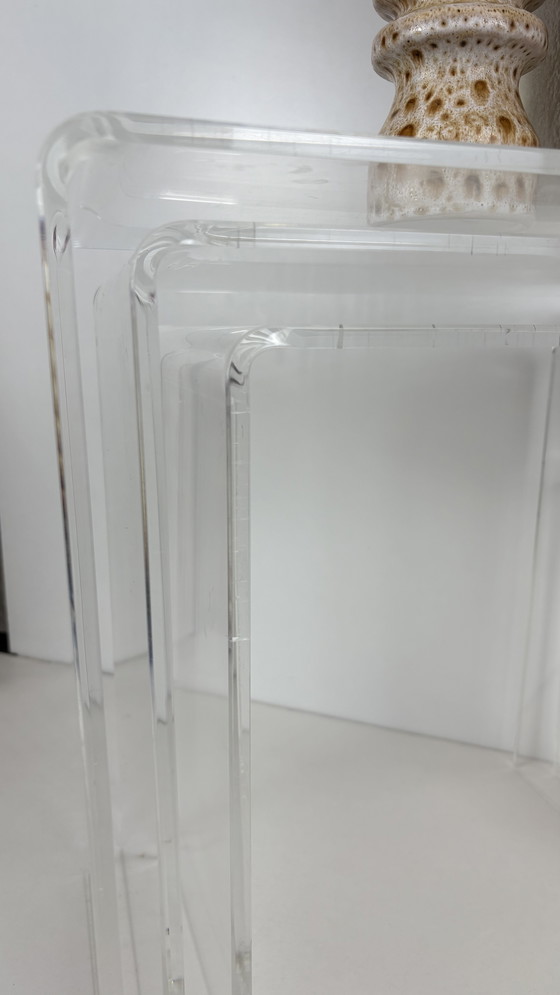 Image 1 of 3 x Vintage lucite perspex plexglass nesting tables mimi set