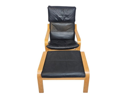 Image 1 of Vintage - IKEA - Modèle POÄNG - Noboru Nakamura - Bois de bouleau - Cuir - Années 90