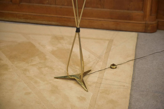 1960er Design dreiflammige Stehleuchte – Stehleuchten, Messing, Vintage (photo 4 of 10)