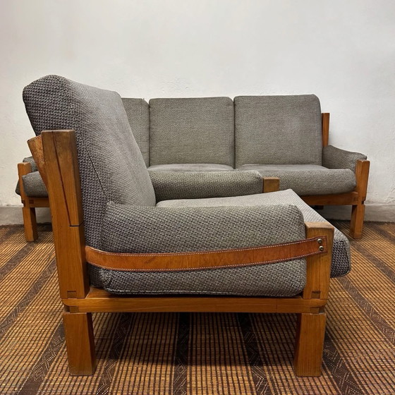 S32 Sofa & S15 Armchair by Pierre Chapo, France, 1966, Seating area, Wood, Grey (photo 13 of 15)