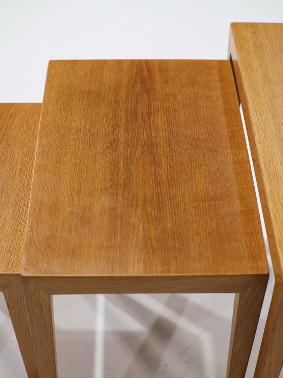 Nesting tables mesas auxiliares de roble Severin Hansen Danés 1960s, Hansen (Severin), Madera, Marrón, Vintage (foto 9 de 13)
