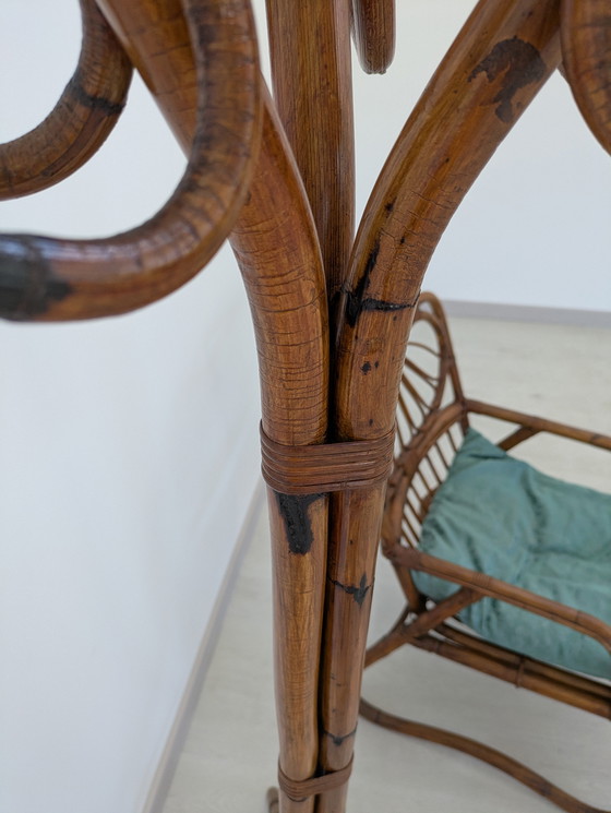 Image 1 of Salon en bambou - Fauteuils, table basse et porte-manteau - Vintage