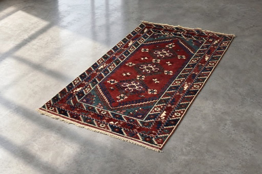 Vintage Red Hand-Woven Oriental Afghan Rug, 1970s – decoratieve objecten, Wool