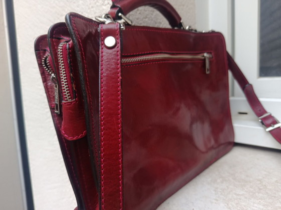 Red Bordeaux Leather Bag / Briefcase - Tuscany Leather, Shoulder bags, Calfskin (photo 4 of 6)