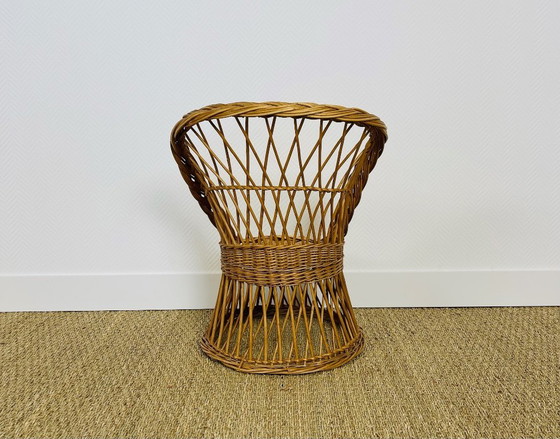 Image 1 of Fauteuil pour enfant vintage fabriqué à la main en rotin, 1960
