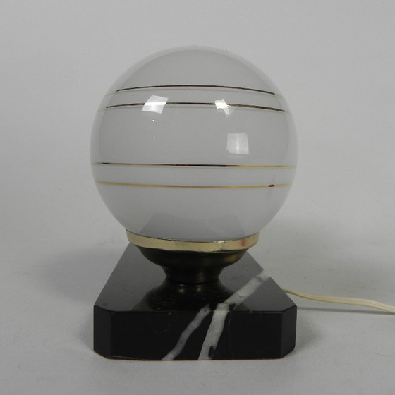 Art Deco desk lamp with sailboat and globe on marble base, 1930s – Table lamps, Metal, Vintage (photo 5 of 15)