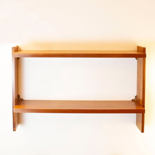 Mid-Century Two-Tier Teak Wall Shelf, 1950s