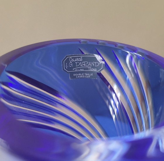 Image 1 of Vase De Couleur Bleu , Signed J G Durand , Double Size Cristal Art À La Française