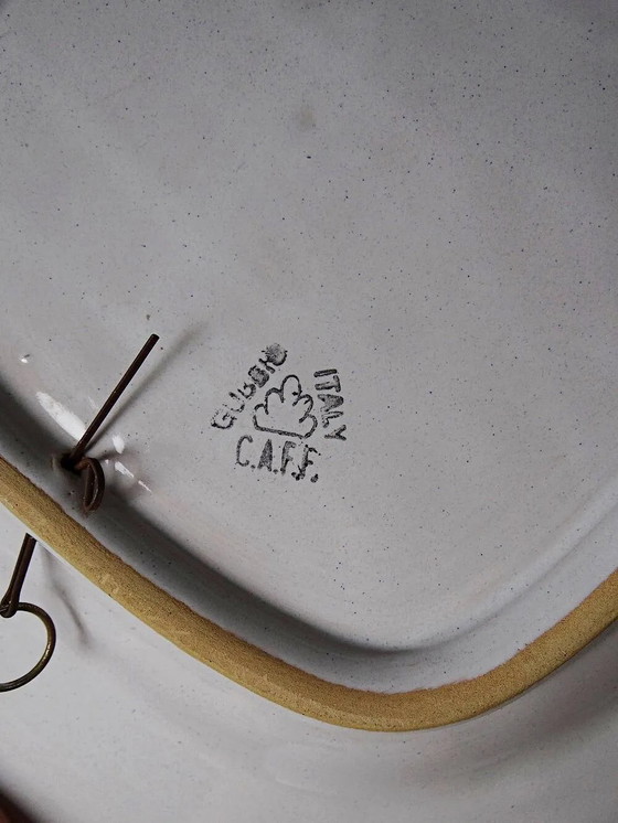 Grande piatto da parete italiano Gubbio decoro uccello ceramica dipinta vintage, Stoviglie, Cromo (foto 10 di 12)