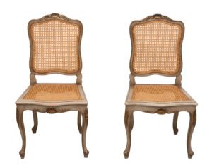 Pair of Gold and Green Painted Louis XV Style Cane Side Chairs – Dining chairs (photo 10 of 40)