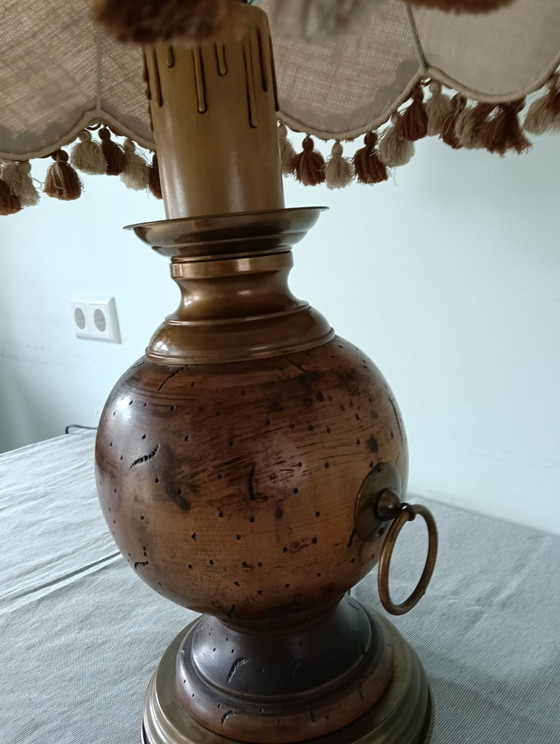 Vintage Table Lamp – Textile, Wood (photo 6 of 9)
