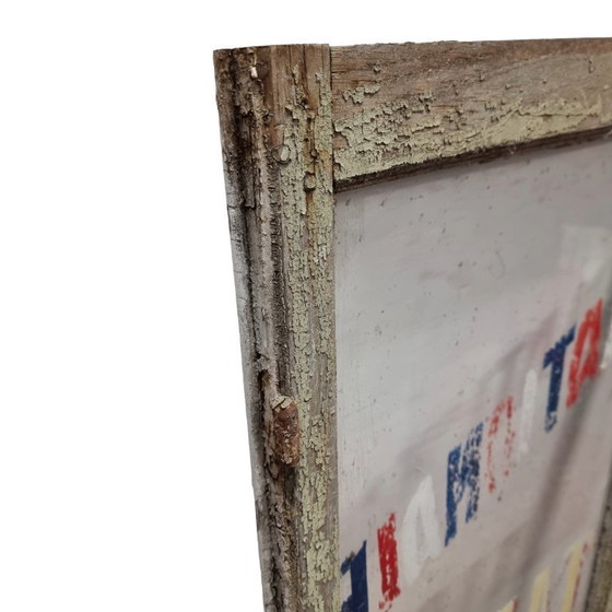 Image 1 of Old French window with painting, early 1900s