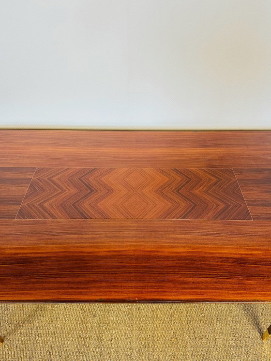 Image 1 of Modernist rosewood dining table with chevron marquetry, 1950