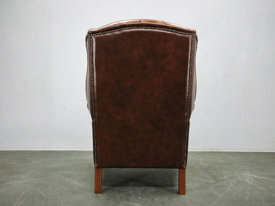 Poltrona Chesterfield contemporanea in pelle con schienale alto, realizzata a mano, anni 2010. – Poltrone (photo 13 of 17)