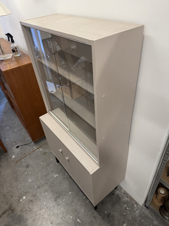 Image 1 of Buffet haut vintage avec portes vitrées