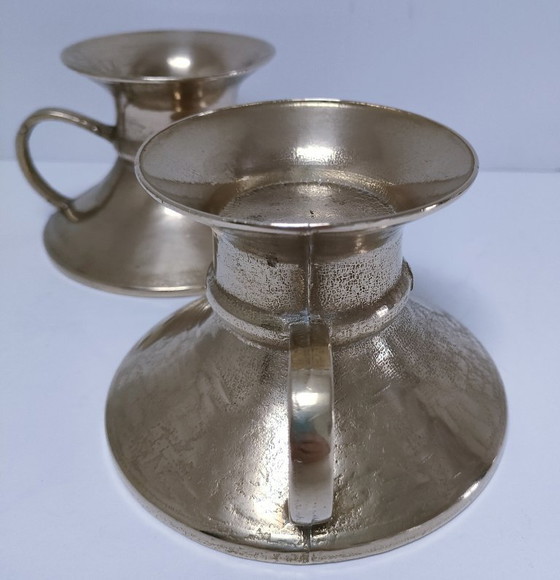 Image 1 of coppia di candelabri vintage in ottone massiccio