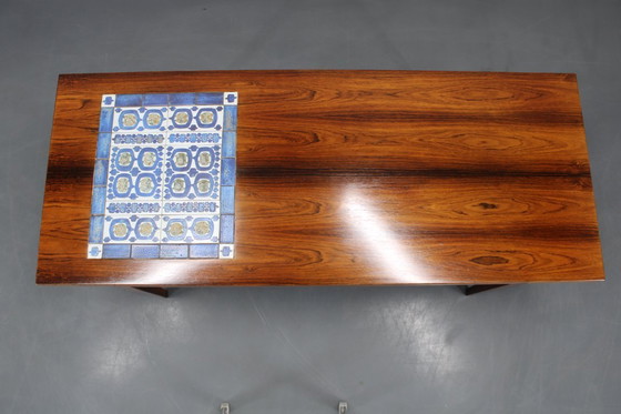 Image 1 of Mid-century Danish Haslev Mobelsnedkeri Coffee Table, Ceramic Tile Inlay, circa 1960s