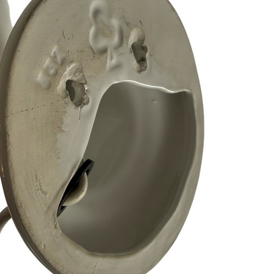 Image 1 of Wall lamp / sconce - Shaped as a hand holding a glass dome - Opaline Glass and Ceramic base - Space age / Pop art