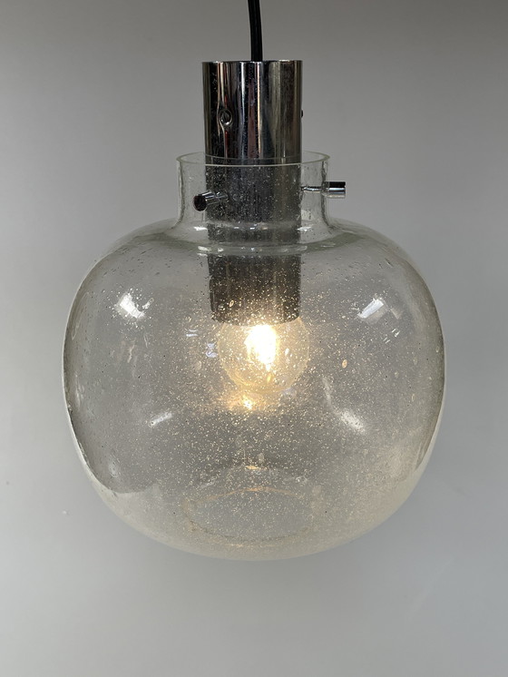 Image 1 of Glass Space Age Pendant Lamp, Glashütte Limburg, Germany 1970's