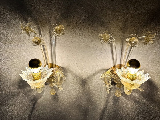 Coppia di applique vintage in vetro di Murano – Metallo (photo 6 of 12)