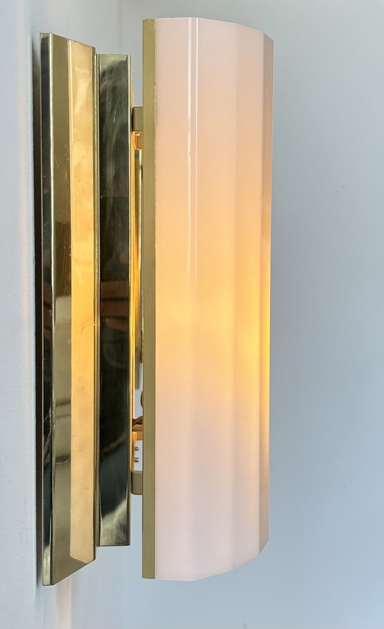 Image 1 of Pair of brass and perspex sconces, Fagerhult Sweden 1970
