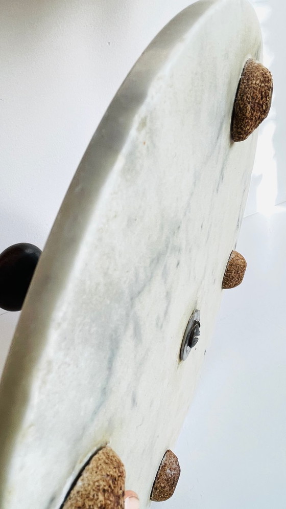 Image 1 of Tagliere per formaggi in marmo e legno d'epoca