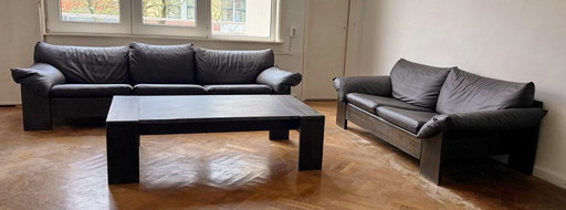 Retro leather sofa with marble table