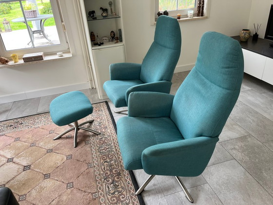 2 Hjort Knudsen Sessel + Fußhocker – Drehstühle, Textile (photo 6 of 8)
