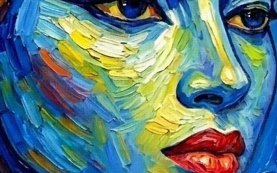 Image 1 of Painting on canvas Egyptia / Van Gogh style (60x60cm)