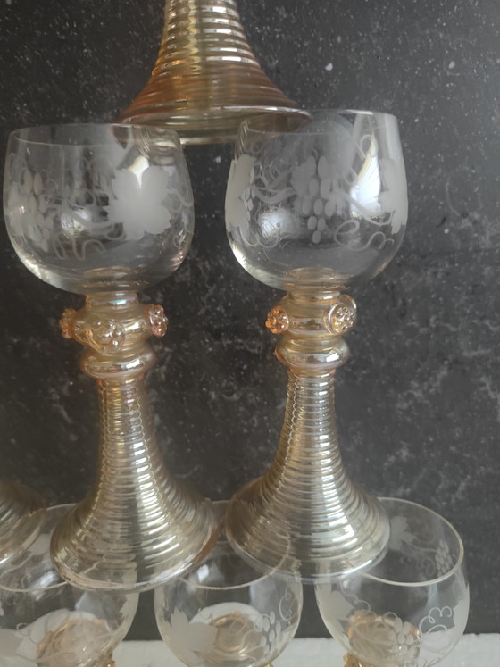 8 Copas de vino Fritz Heckert Hock, cristalería elegante, copa de vino alemana – Fritz Heckert Roemers (photo 7 of 10)