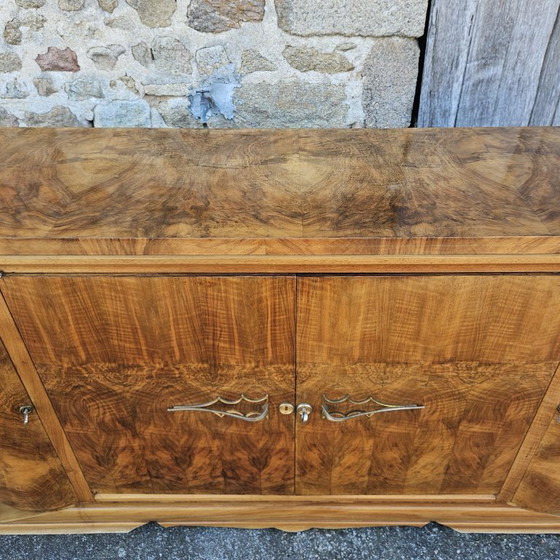 Image 1 of Buffet Art Déco français - Bois d'orme ronce brillant - Années 20