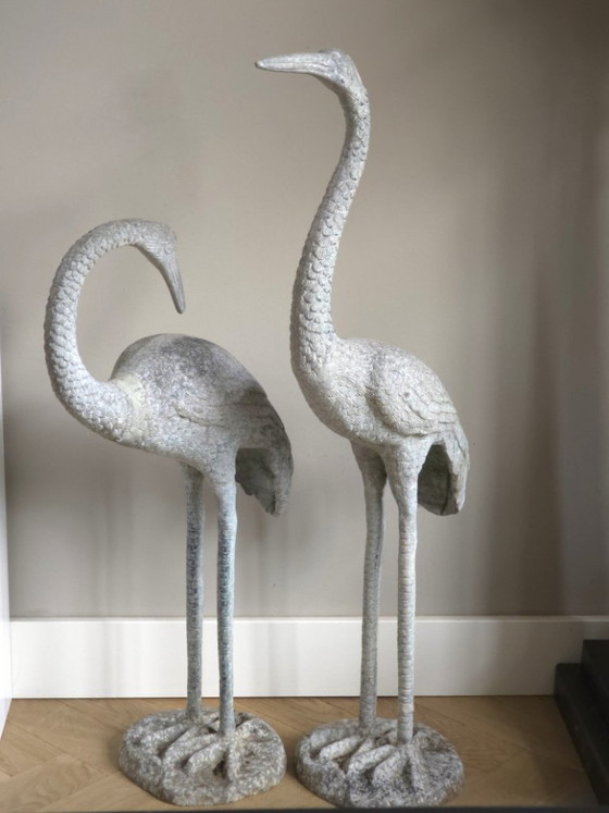 Pair of Monumental Antique Zinc Garden Birds (96 cm) – Art Deco – Sculpture, Metal (photo 2 of 10)