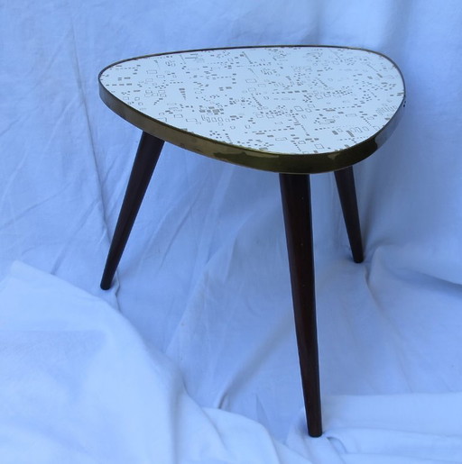 Mesa con forma de riñón, mesa auxiliar, mesa para flores, trípode, taburete para flores de 3 patas, banco para flores