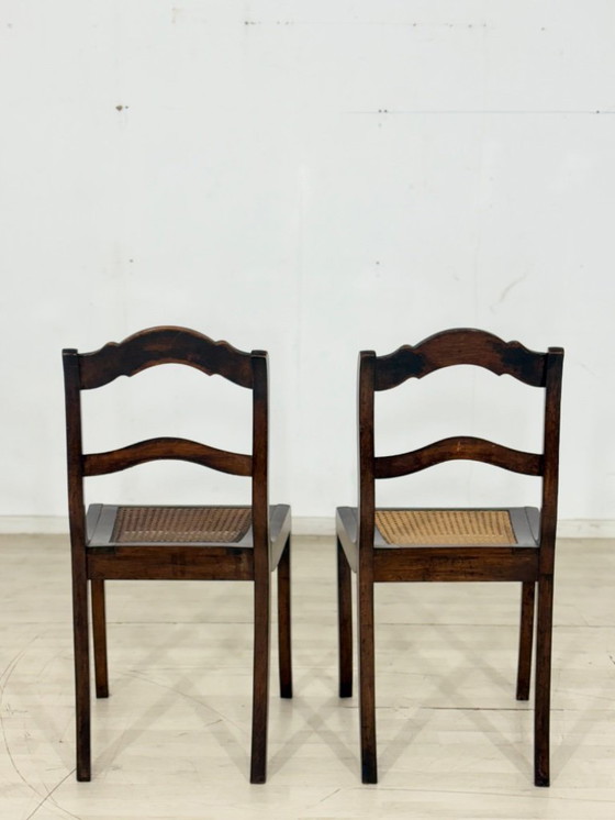 Image 1 of 2 chaises de salle à manger Biedermeier de très belle facture, chaises viennoises en osier, antiquités datant d'environ 1880.
