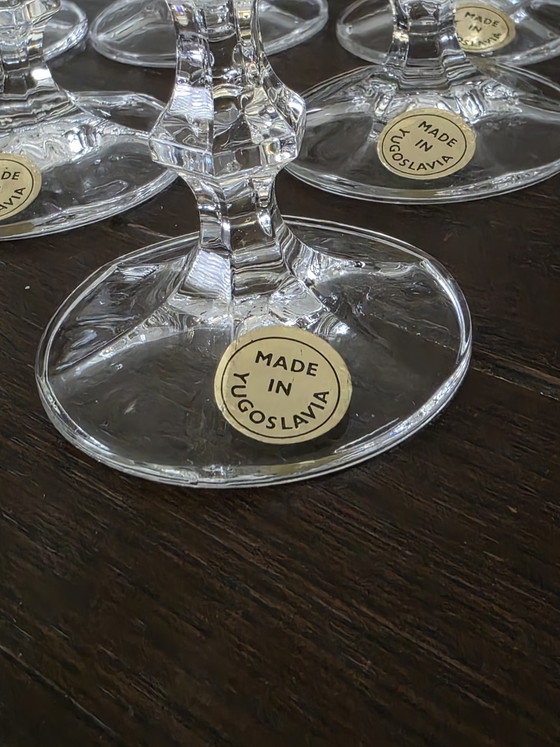 Image 1 of Set of 6 vintage crystal glasses (shot/liqueur) Kristal Zaječar