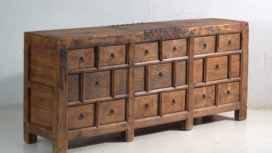 Mobile antico a cassetti multipli in legno di pino – Cina, circa 1930 – Cassettiere, Iron (photo 3 of 40)