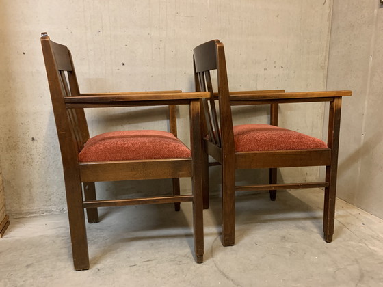 Image 1 of Ensemble de 2 chaises de l'école d'Amsterdam / Art Deco.