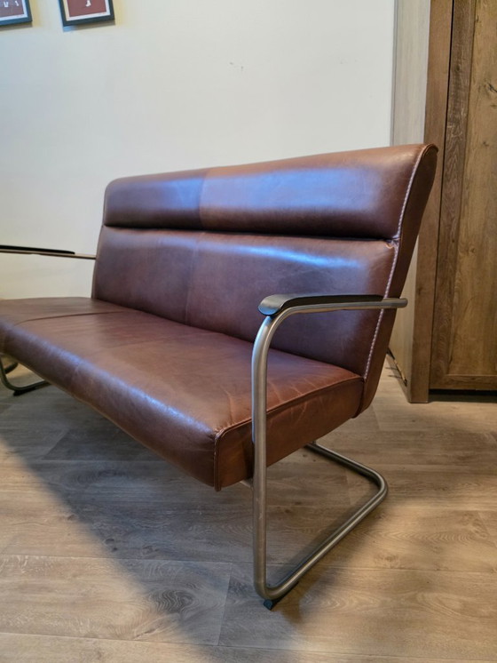 Image 1 of Leren Woonhoek | Bank + 2 Fauteuils | Bauhaus Stijl | €900