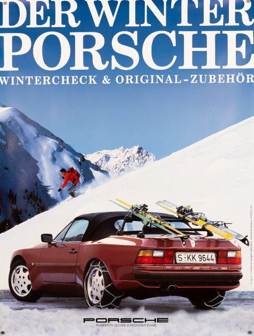 Der Winter Porsche – jaren 80 – Originele Vintage Porsche Poster – Vintage – 102x76 cm