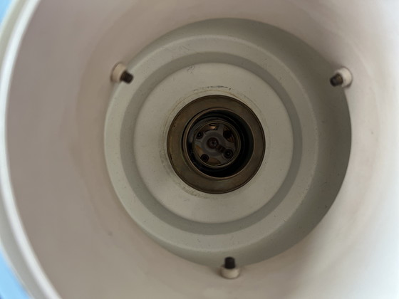 Image 1 of Set of 2 original Mid - Century pendant lamps - pastel blue & pastel yellow (1950s/60s)