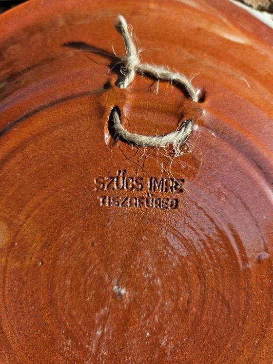 Image 1 of Wall Plate Folk Art Pottery Made By Imre Szűcs (1948-) A Well Known Hungarian Ceramic Artist | Vintage Handmade Hand-painted