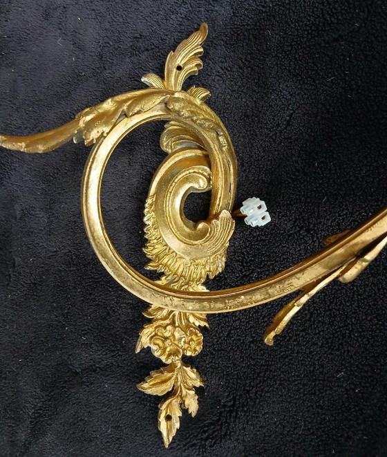 Art Nouveau wandlampen van brons en messing – Bronze, Glass (photo 2 of 10)