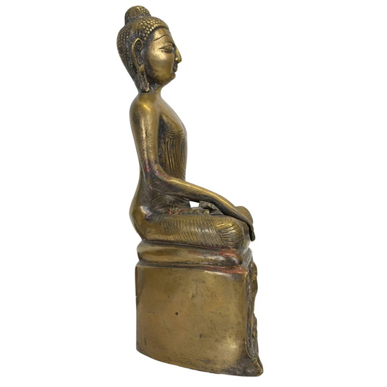 Antiek bronzen Boeddhabeeld met opengewerkte olifantenbasis 34cm – Beeldhouwkunst (photo 3 of 11)