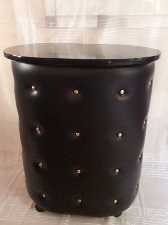 Image 1 of Faux Leather & Brass Dry Bar, France Mid 20th Century