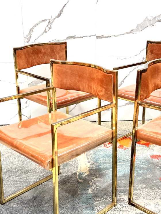 Image 1 of Ensemble de 4 fauteuils de salle à manger Hollywood Regency 1970 modernes