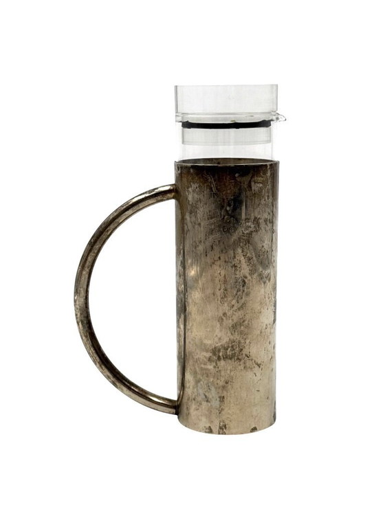 Image 1 of Huilier moderne en métal argenté et verre mod. Vigne à huile, Lino Sabattini Italie années 1970